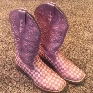 Roper pink checkered boots-size 5